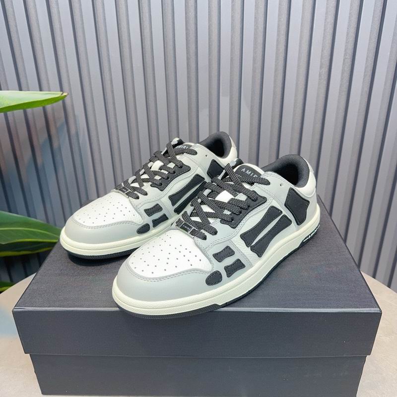 AMIRI Grey, White & Black Skeleton Low-Top Sneakers