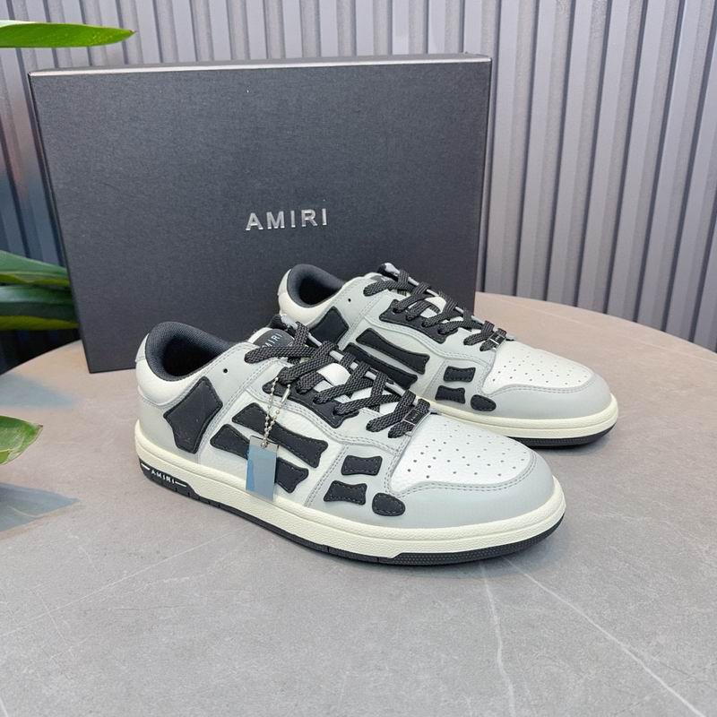 AMIRI Grey, White & Black Skeleton Low-Top Sneakers