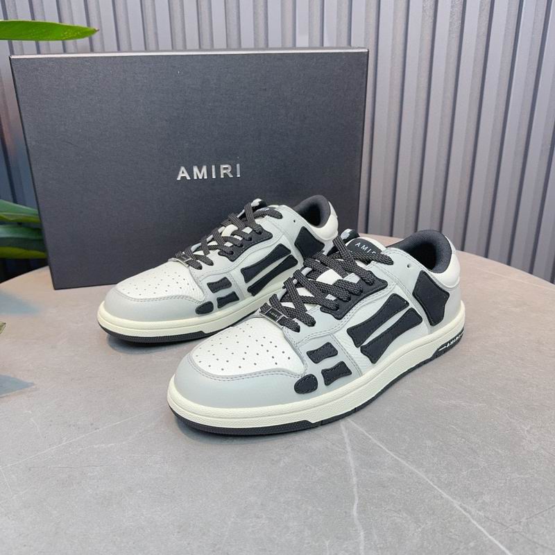 AMIRI Grey, White & Black Skeleton Low-Top Sneakers