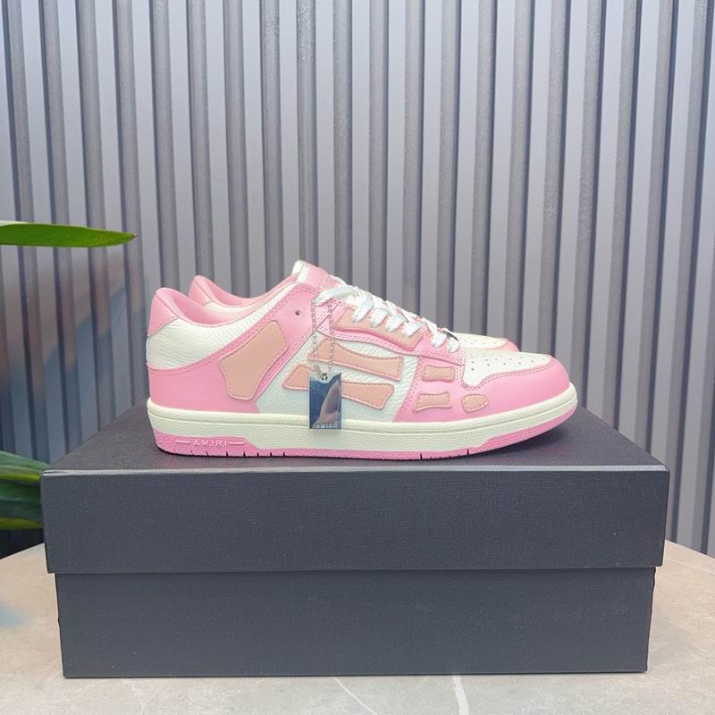 AMIRI Pink, White & Peach Skeleton Low-Top Sneakers