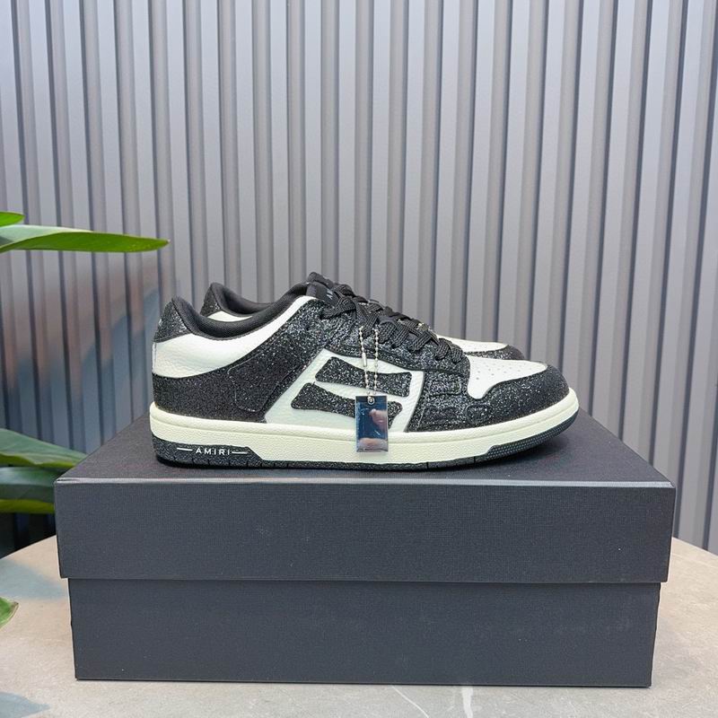 AMIRI Black & White Shimmer Skeleton Low-Top Sneakers