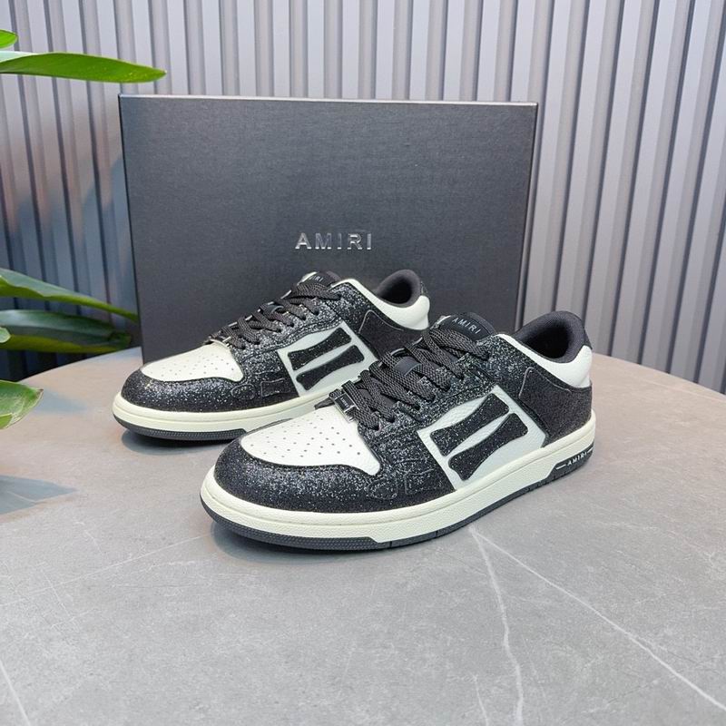 AMIRI Black & White Shimmer Skeleton Low-Top Sneakers