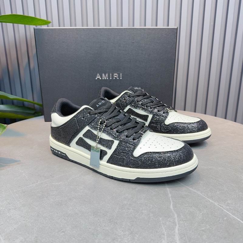 AMIRI Black & White Shimmer Skeleton Low-Top Sneakers