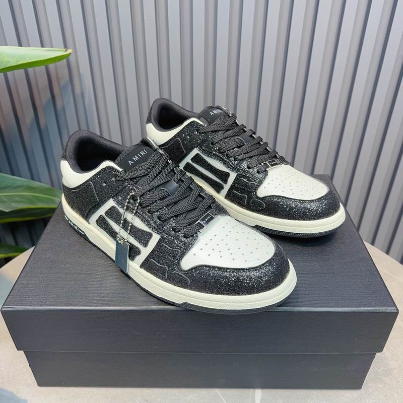 AMIRI Black & White Shimmer Skeleton Low-Top Sneakers