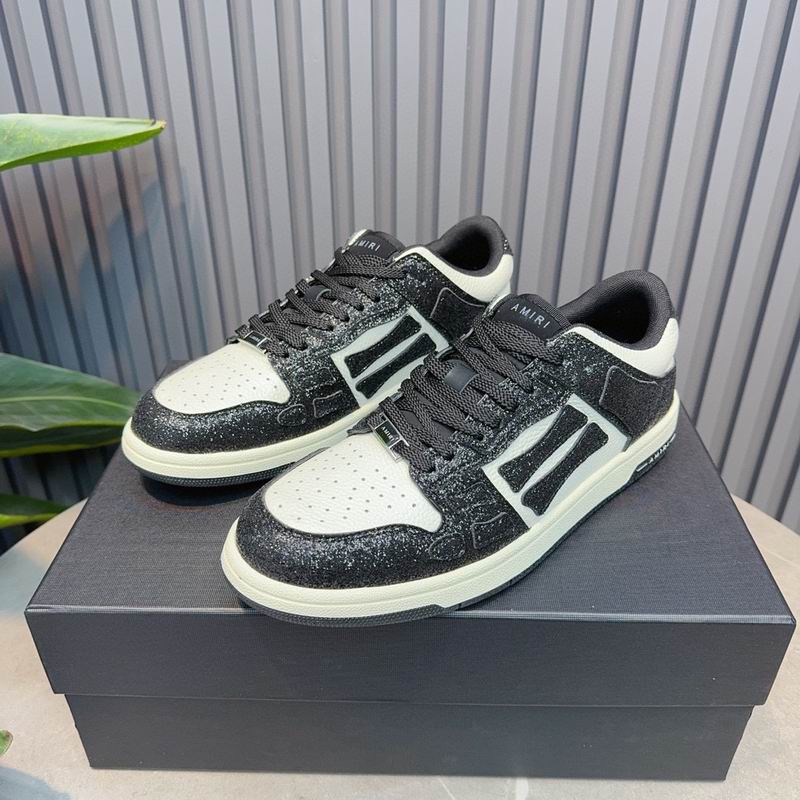 AMIRI Black & White Shimmer Skeleton Low-Top Sneakers