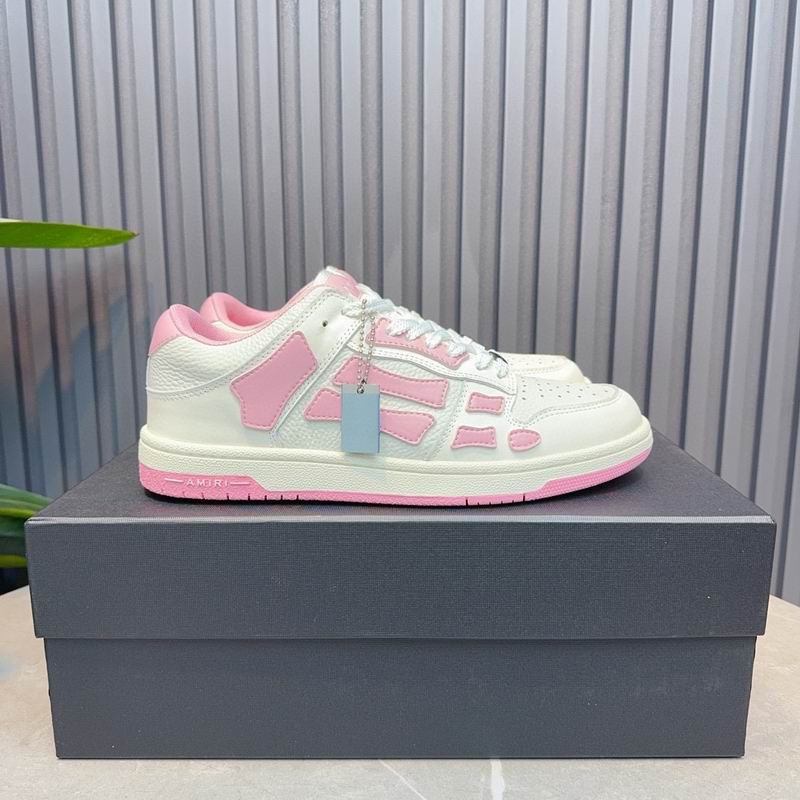 AMIRI White & Soft Pink Skeleton Low-Top Sneakers