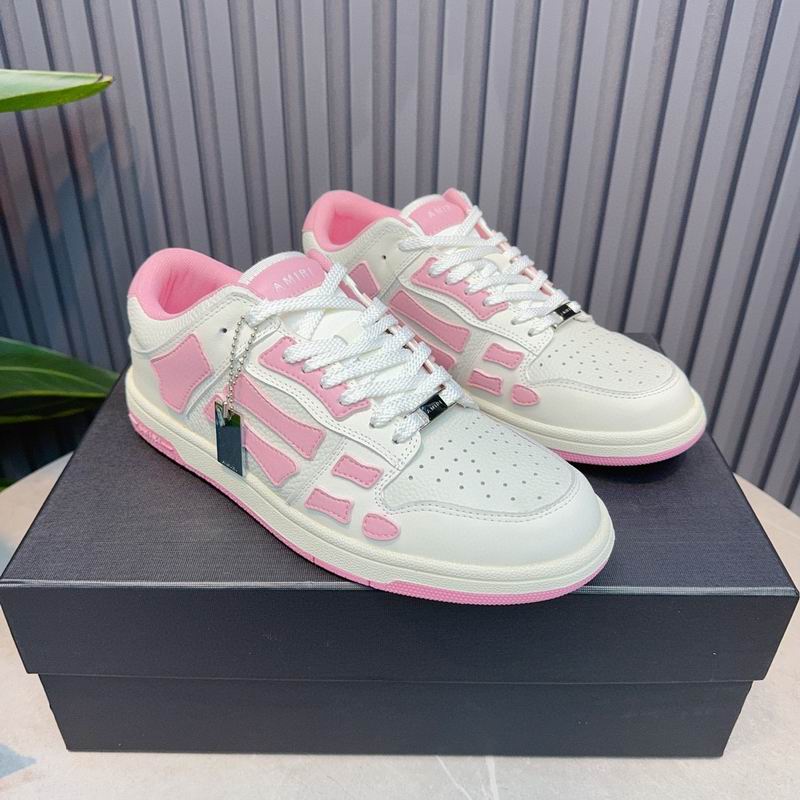 AMIRI White & Soft Pink Skeleton Low-Top Sneakers