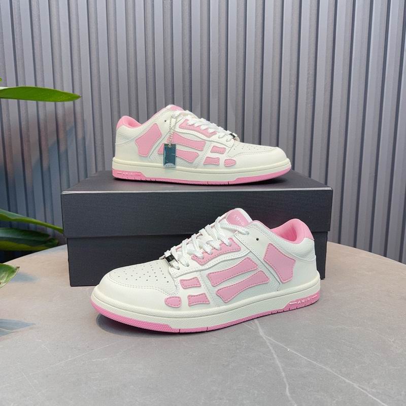 AMIRI White & Soft Pink Skeleton Low-Top Sneakers