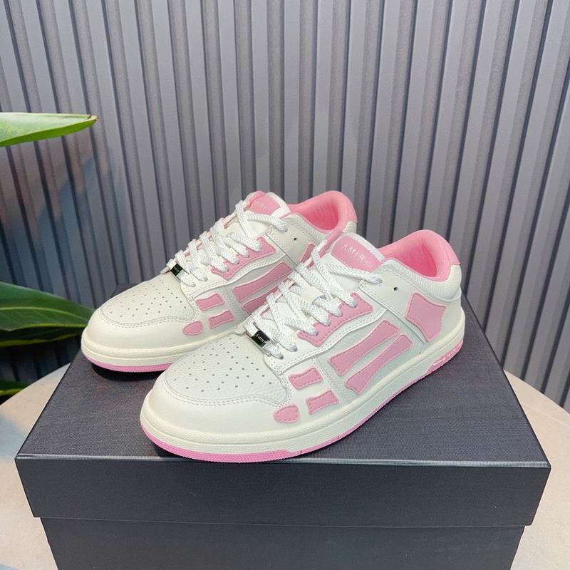 AMIRI White & Soft Pink Skeleton Low-Top Sneakers