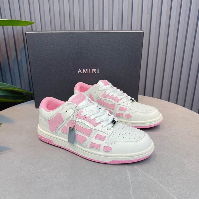 AMIRI White & Soft Pink Skeleton Low-Top Sneakers