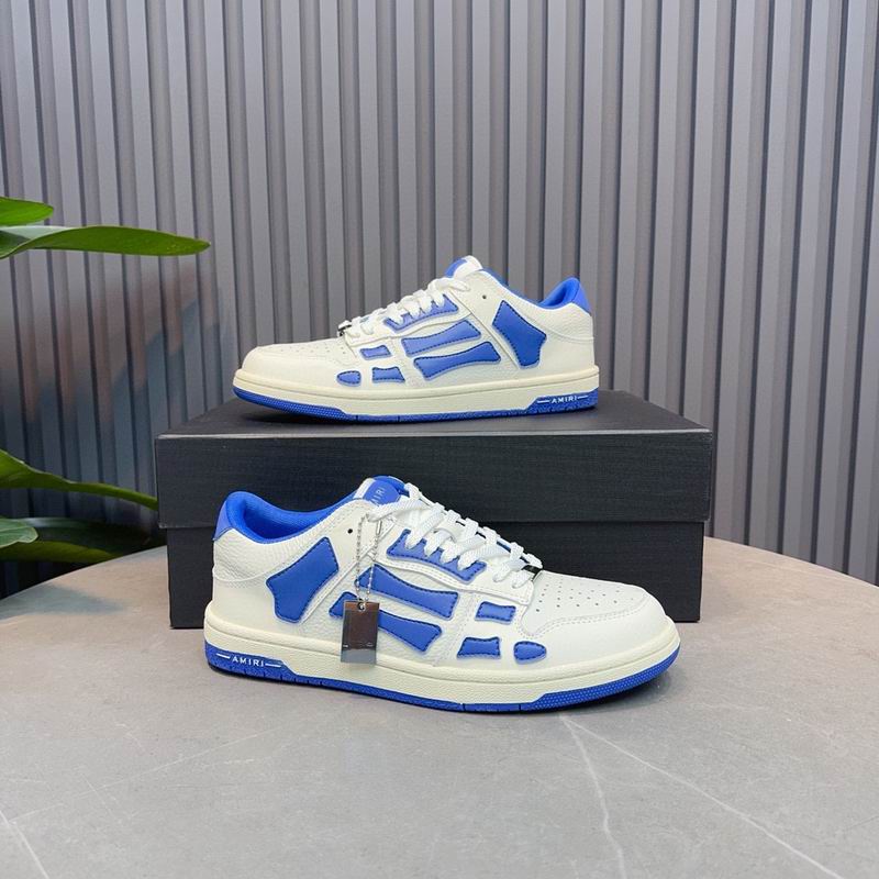 AMIRI White & Royal Blue Skeleton Low-Top Sneakers