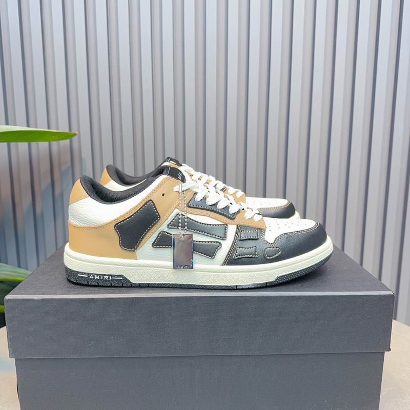 AMIRI Tan, White & Black Skeleton Low-Top Sneakers
