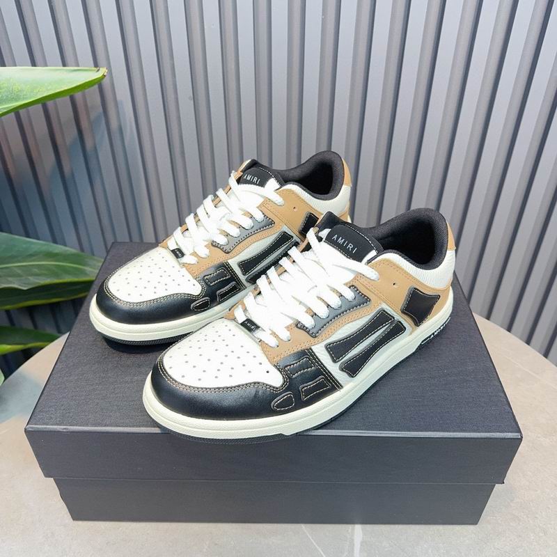 AMIRI Tan, White & Black Skeleton Low-Top Sneakers