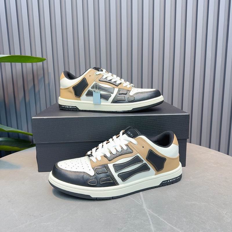 AMIRI Tan, White & Black Skeleton Low-Top Sneakers