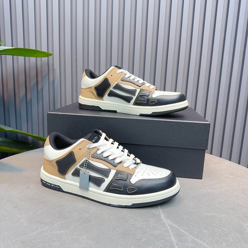 AMIRI Tan, White & Black Skeleton Low-Top Sneakers