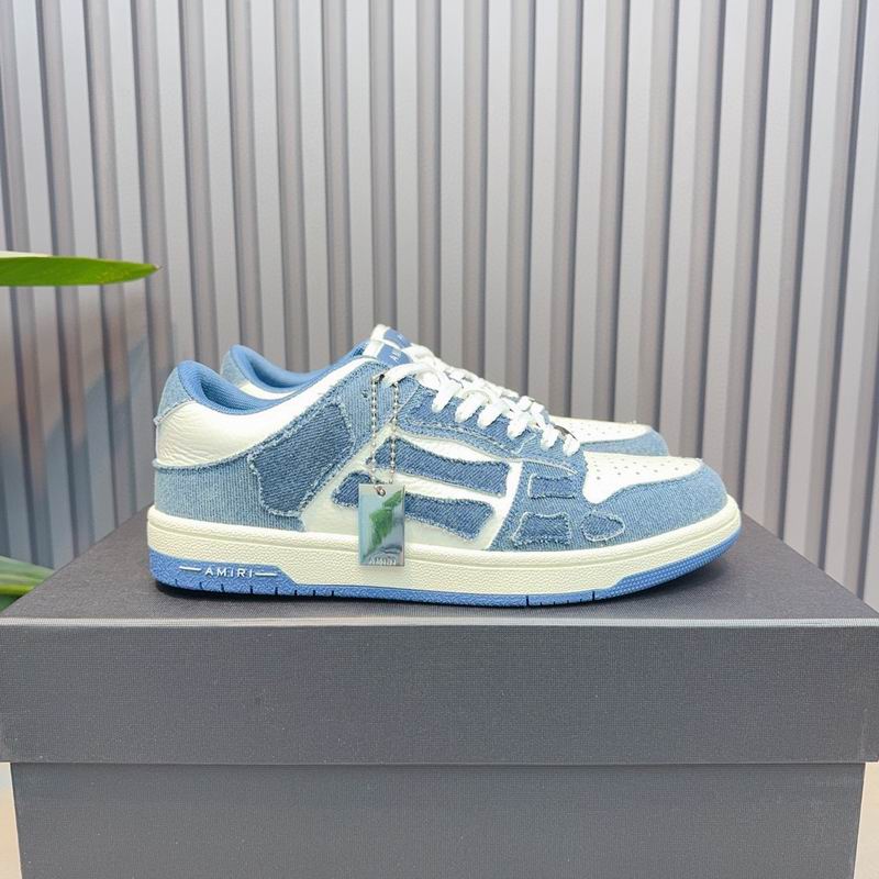 AMIRI Blue & White Denim-Look Skeleton Low-Top Sneakers