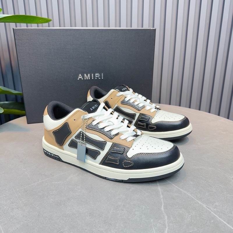 AMIRI Tan, White & Black Skeleton Low-Top Sneakers