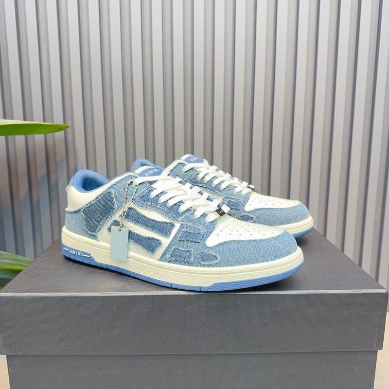AMIRI Blue & White Denim-Look Skeleton Low-Top Sneakers