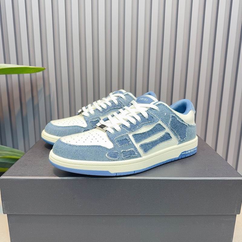 AMIRI Blue & White Denim-Look Skeleton Low-Top Sneakers