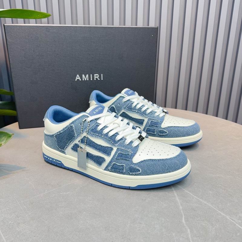 AMIRI Blue & White Denim-Look Skeleton Low-Top Sneakers