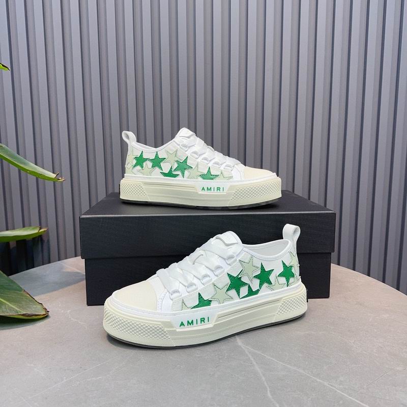 AMIRI White & Green Star Low-Top Sneakers