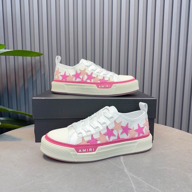 AMIRI White & Pink Star Low-Top Sneakers