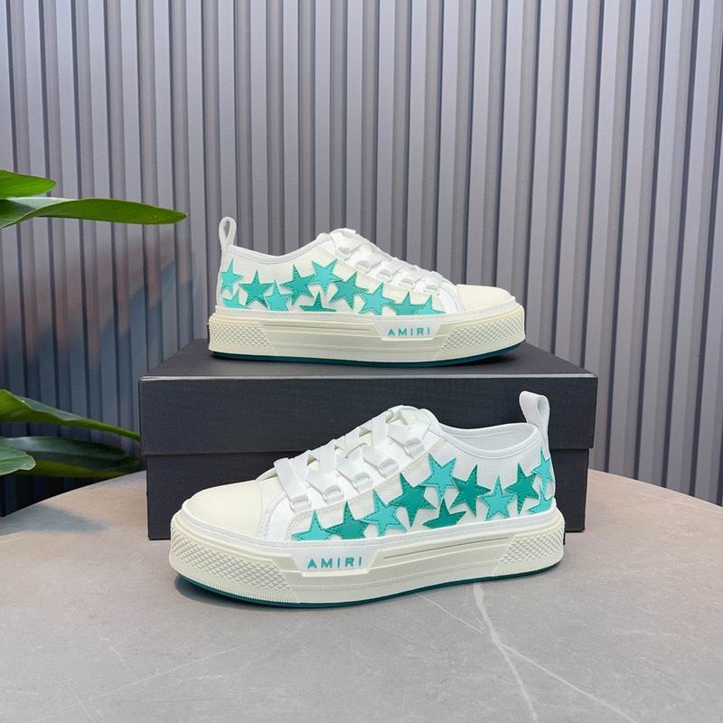 AMIRI White & Turquoise Star Low-Top Sneakers