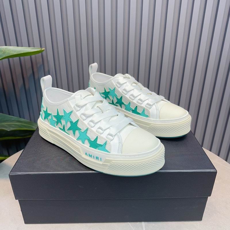 AMIRI White & Turquoise Star Low-Top Sneakers