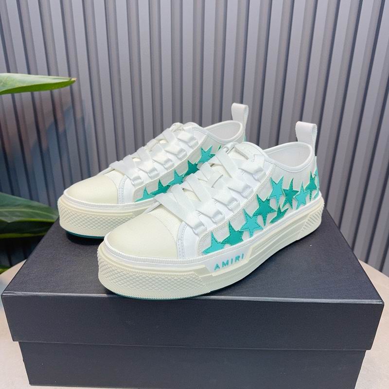 AMIRI White & Turquoise Star Low-Top Sneakers