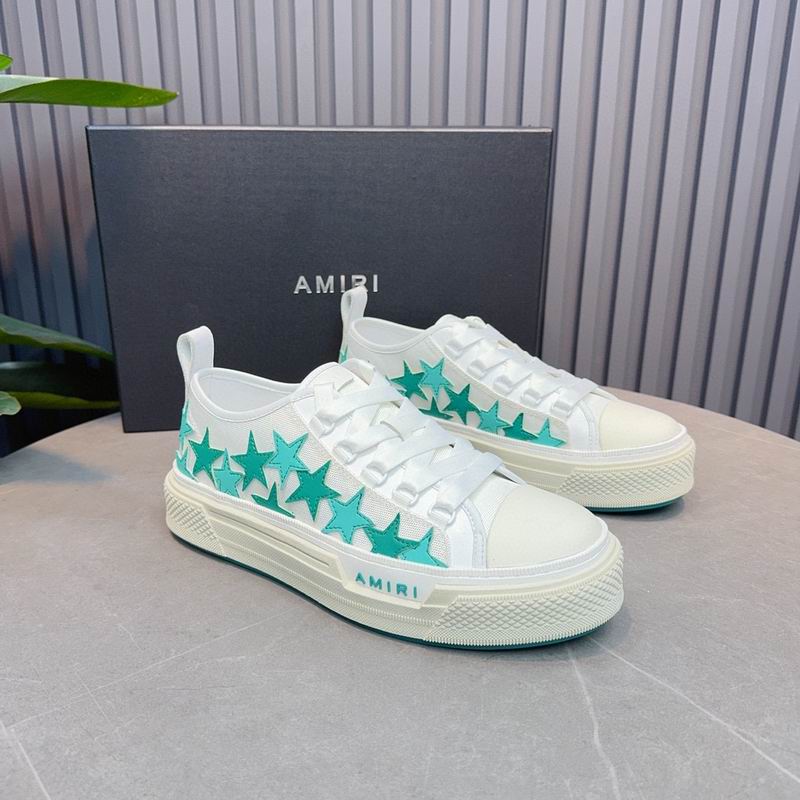 AMIRI White & Turquoise Star Low-Top Sneakers