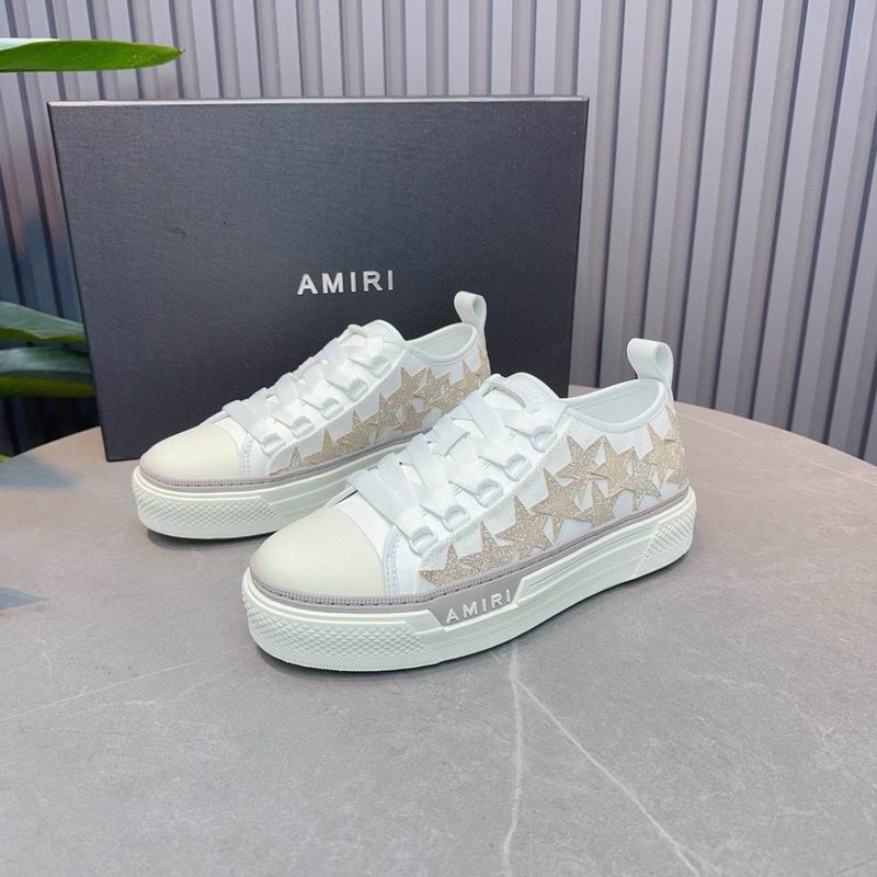 AMIRI White & Beige Shimmer Star Low-Top Sneakers