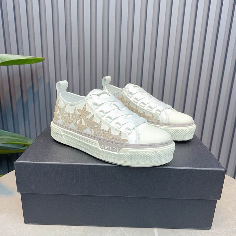 AMIRI White & Beige Shimmer Star Low-Top Sneakers