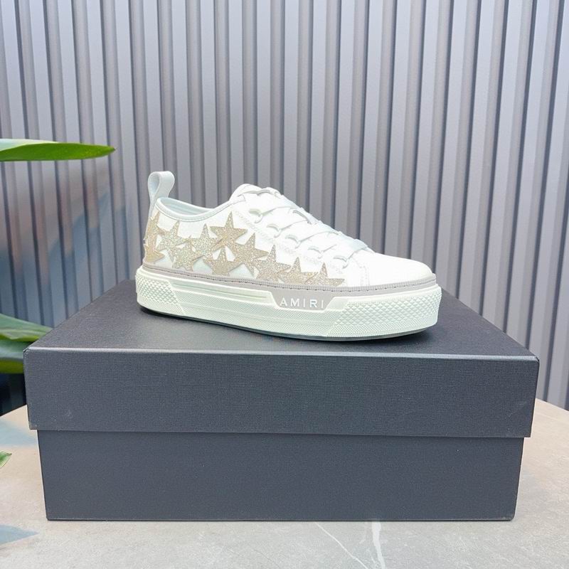 AMIRI White & Beige Shimmer Star Low-Top Sneakers