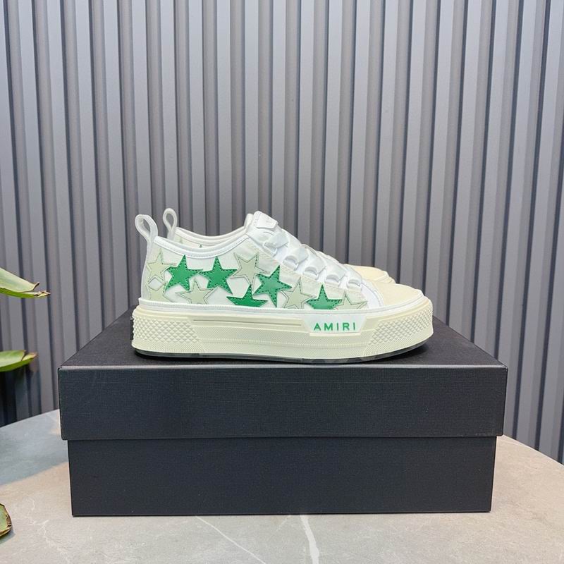 AMIRI White & Green Star Low-Top Sneakers