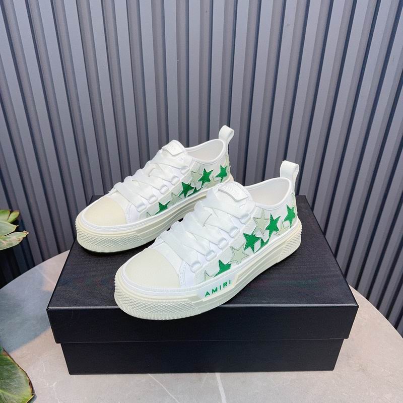 AMIRI White & Green Star Low-Top Sneakers