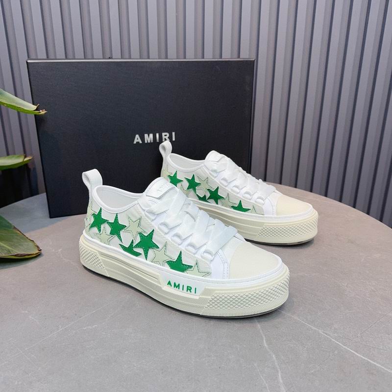 AMIRI White & Green Star Low-Top Sneakers