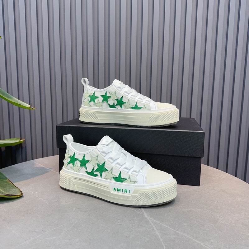 AMIRI White & Green Star Low-Top Sneakers