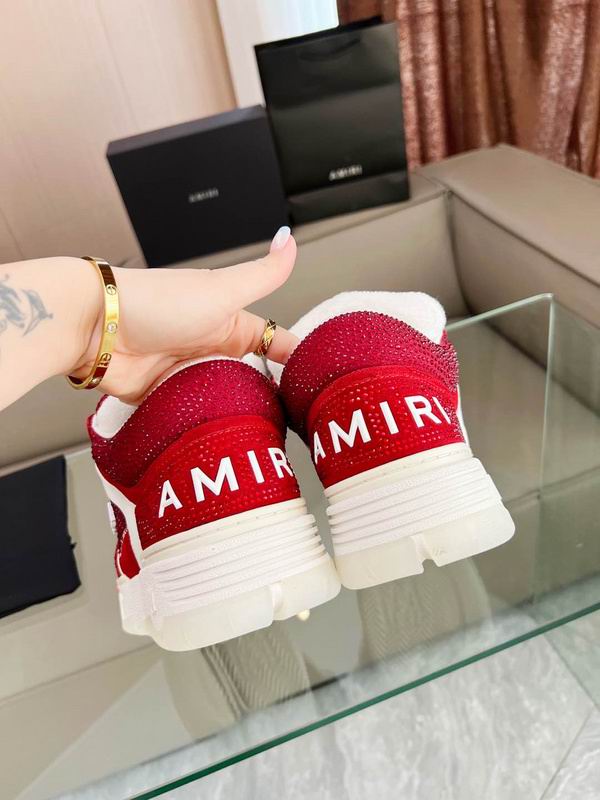 AMIRI Red & White Shimmer Low-Top Sneakers