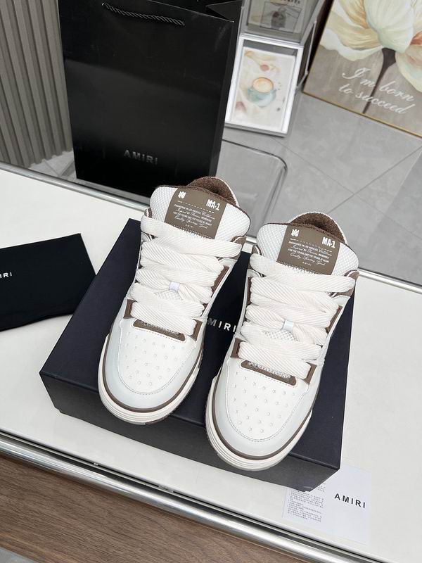 AMIRI White, Grey & Brown Low-Top Sneakers