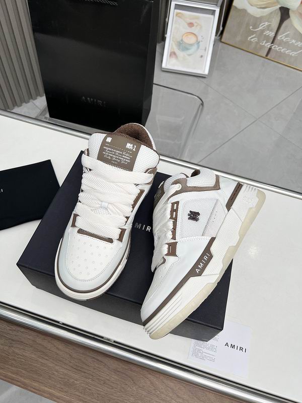 AMIRI White, Grey & Brown Low-Top Sneakers