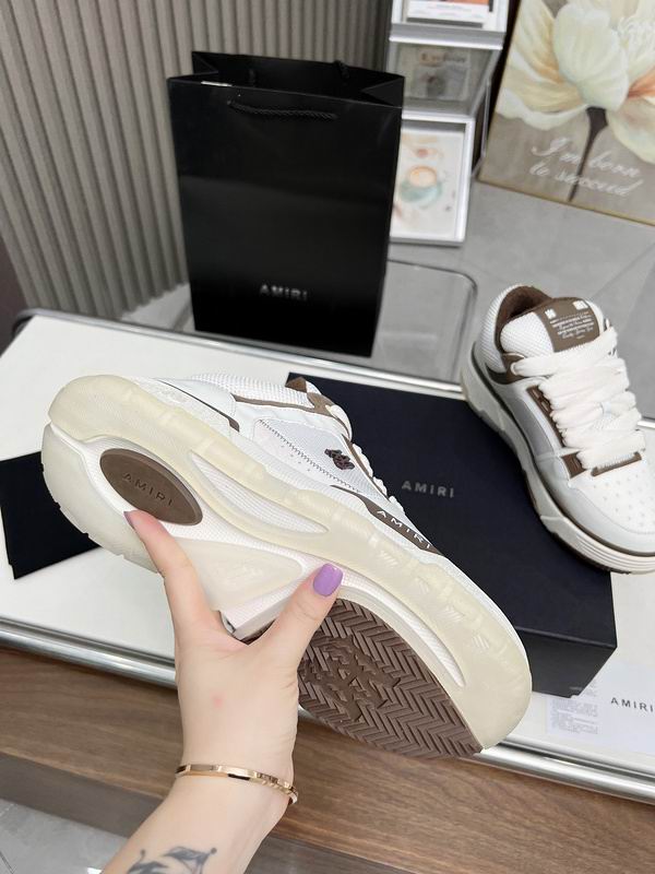AMIRI White, Grey & Brown Low-Top Sneakers