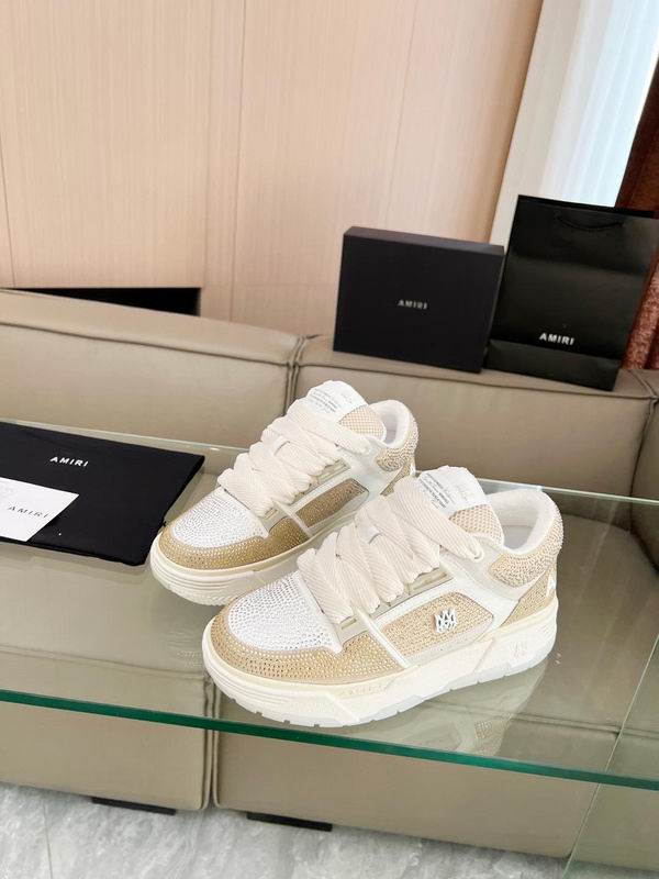 AMIRI White & Gold Shimmer Low-Top Sneakers