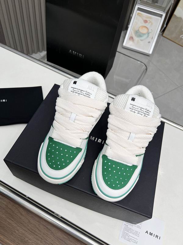 AMIRI White & Green Chunky Sneakers with White Laces