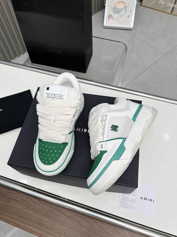 AMIRI White & Green Chunky Sneakers with White Laces
