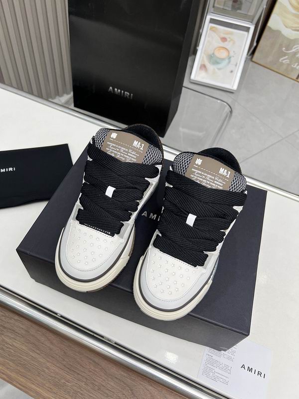 AMIRI White & Grey Chunky Sneakers with Black Laces