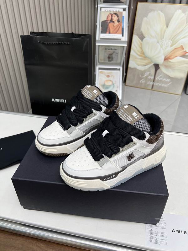 AMIRI White & Grey Chunky Sneakers with Black Laces