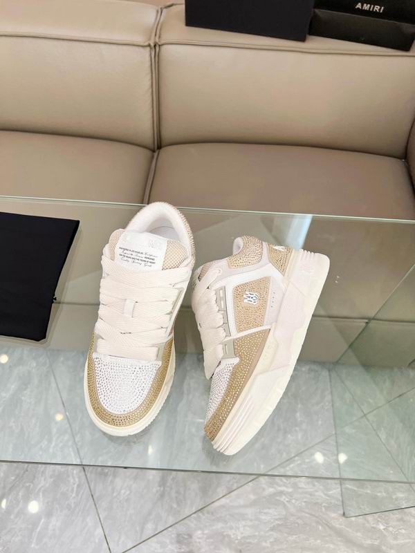 AMIRI White & Gold Shimmer Low-Top Sneakers