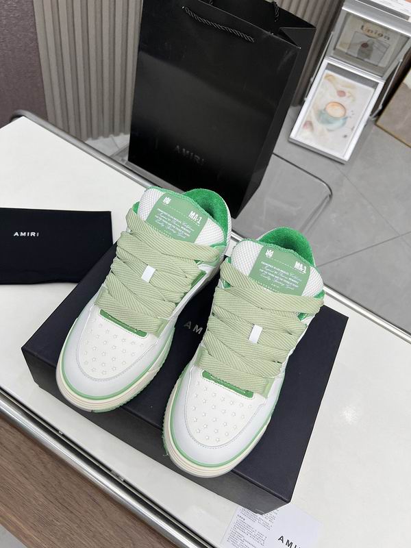 AMIRI White & Sage Green Chunky Low-Top Sneakers