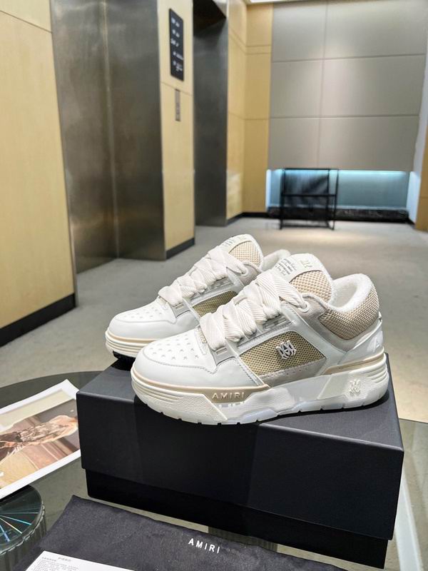 AMIRI White & Beige Chunky Sneakers with White Laces
