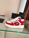 AMIRI Red & White Shimmer Low-Top Sneakers